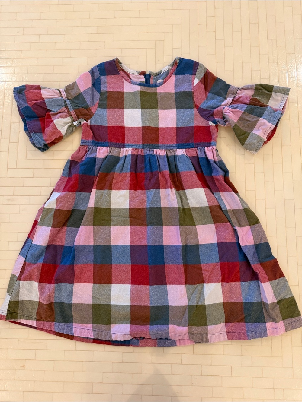Pink Chicken Multicolor Pink & Blue Plaid Dress